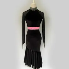 Новые латинские танцевальные костюмы сексуальные алмазные марли с длинными рукавами платье латинского танца для детей женщин платья латинского танца S-4XL F108