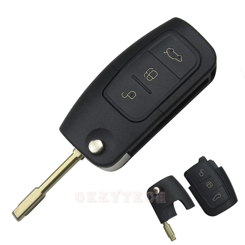

3 Button Remote auto Folding car Flip key Shell for Ford Fiesta Focus 3 transit s-max connect Kuga Escape Switchblade key blanks