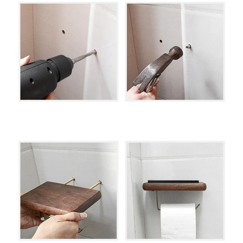 Черный держатель рулона грецкого ореха деревянная вешалка для полотенец стеллажная ткань коробка туалетная бумага держатель бумаги