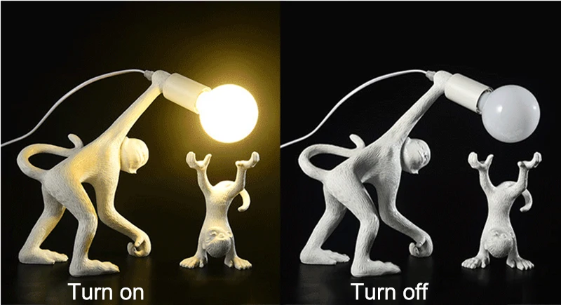 Двойной обезьяна настольная Светодиодная лампа Art настольная лампа из полимерного материала животного Применение для постели Детская