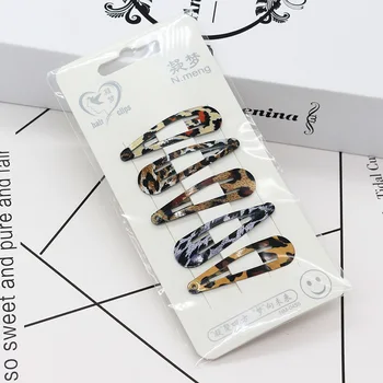 

DHL 500set 5PC/set Metal Leopard print Girls Hair Pins Salon Bobby Barrettes Female Hairgrips Headwear
