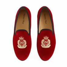 New Handmade Men Red Velvet Loafers With Crown Casual Dress Shoes Smoking Slippers Men's Flats Wedding Shoes Plus Size US 7-13 christia bella metal signature shark tooth rhinestone men loafers wedding party dress shoes smoking slippers casual men flats