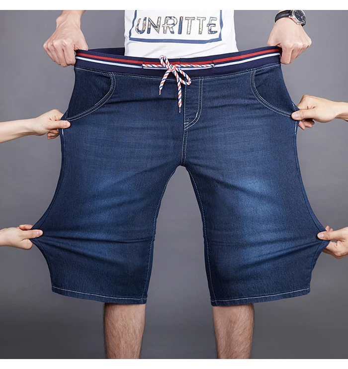Летние новые мужские джинсовые шорты прямой эластичный пояс повседневные короткие джинсы мужские большие размеры 40, 42, 44, 46, 48
