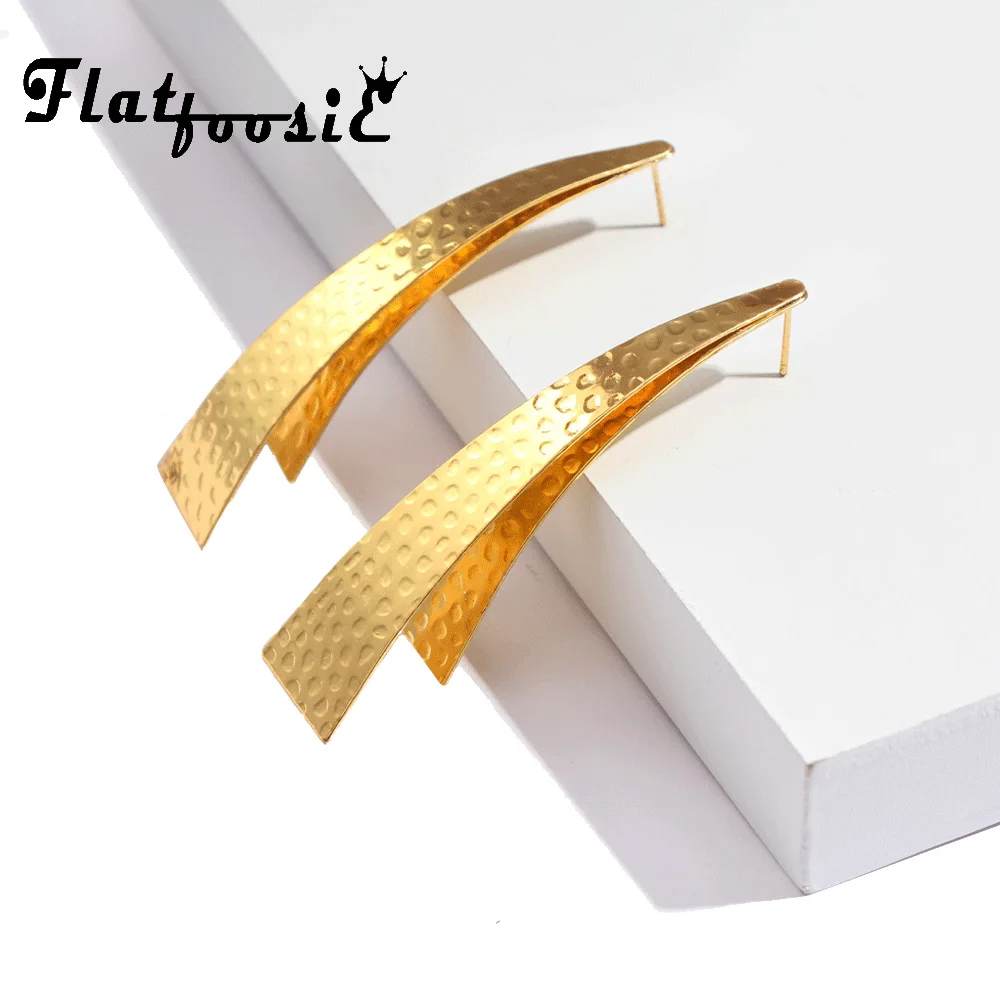 

Flatfoosie Punk Big Geometric Stud Earrings For Women 2018 Fashion Double Layers Golden Long Statement Earring Jewelry Brincos