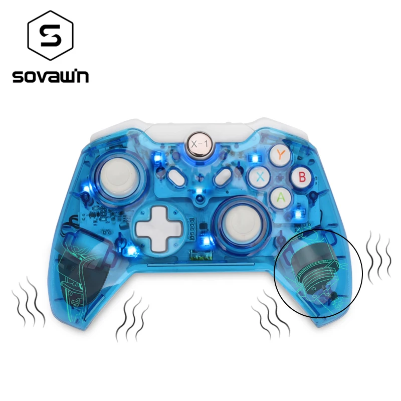 

Gamepad USB For Xbox One 360 For PC Controller Vibration Wireless Controller Joystick Joypad Transparent LED For PC Windows 7/8