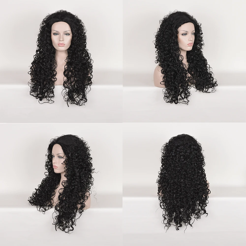 

3544 Xi.Rocks Synthetic Wig For Black Women Heat Resistant Natural Hair Fluffy Curly Black Long Cosplay Film Moana Prince Maui