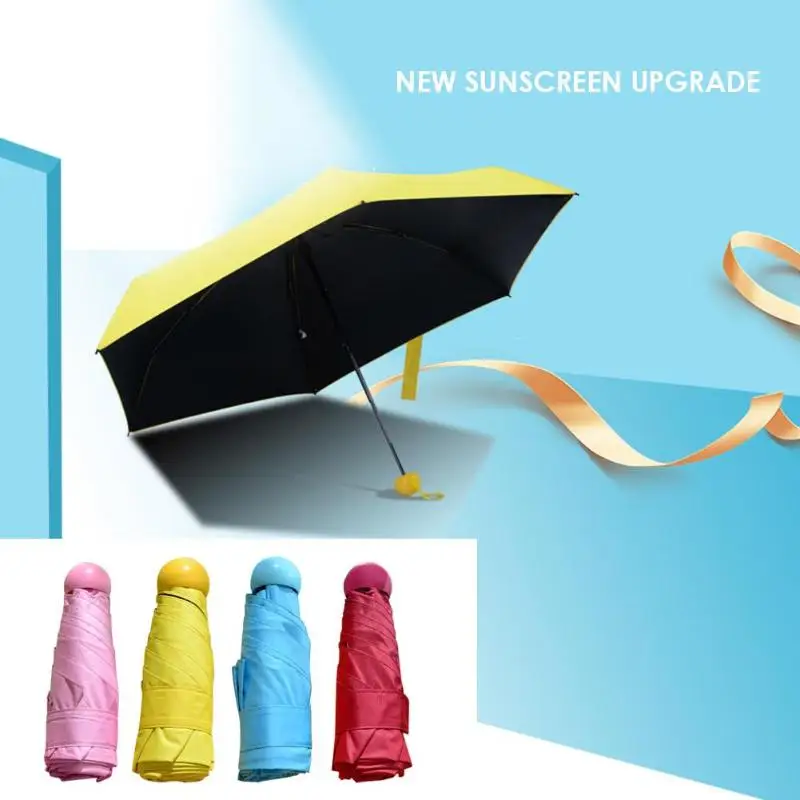 

Adult Kids Mini Pocket Umbrella Sunny And Rainy Five-folding Sun Protection Rain Parasol Anti-UV Portable Travel Umbrella