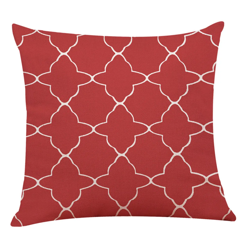 45x45 см квадратный льна красный наволочки для подушек с геометрическим рисунком на талии подушка чехлы для домашнего декора Q0