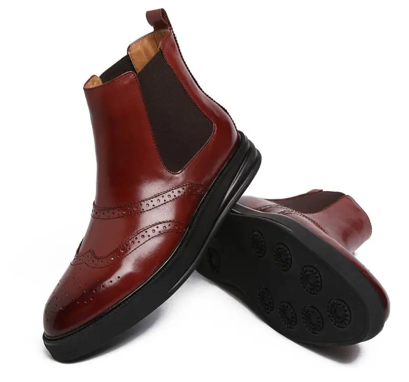Sapatos Tornozelo Carving Brown Genuína red Botas Alta Dos Couro Mens Moda Qualidade Carreira De Vaca Homens Black Plataforma Tendência Nova Trabalho Projeto IZSXnw