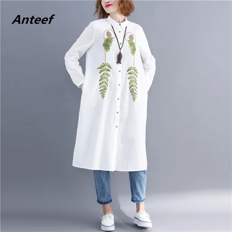 

long sleeve cotton vintage floral plus size women casual loose autumn shirt dress elegant clothes 2019 ladies dresses
