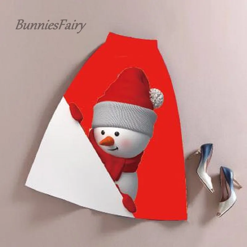 Bunniesfairy футболок с рисунками героев мультфильма Высокая Талия плиссированная юбка миди Рождественский костюм год Праздничная одежда красная юбка с фалдами - Цвет: 09