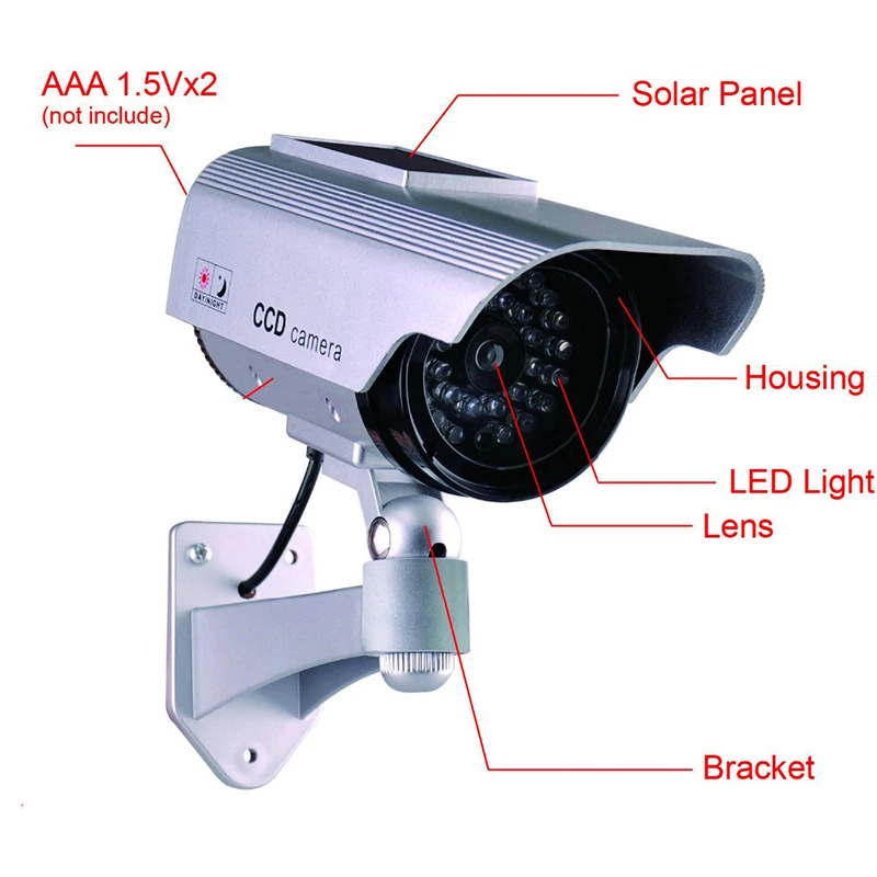 Поддельные манекены камеры водонепроницаемый открытый поддельные камеры Питание от батареи мерцания мигание светодиодный безопасности Пуля CCTV Смарт камера зонд