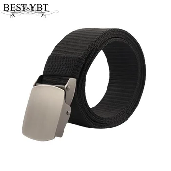 

Best YBT Nylon Canvas Belt Metal Tactics Woven Belt Canvas Belt Casual cowboy pants Alloy smooth buckle Men Belts