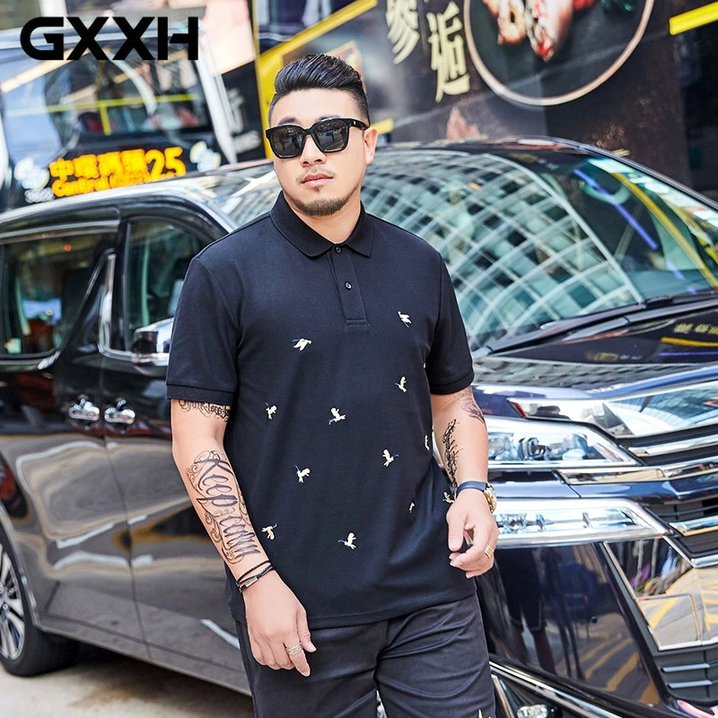 

GXXH New Men's Brand Polo Shirt 3D Embroidery High Quality Tops&Tees Men Polo Shirts Business Mens Polo Shirt Plus Size 5XL 7XL