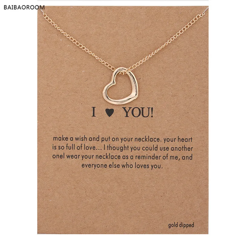 

I Love You Necklaces & Pendants Fashion New Gold Silver Color Heart Lucky Collarbone Maxi Necklace Women