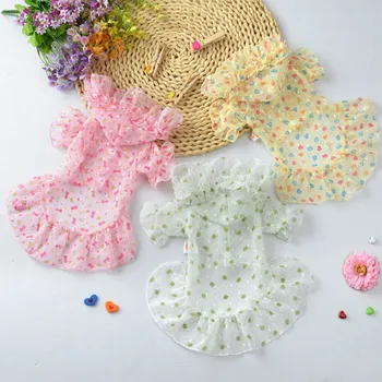 

Puppy Pet Dog Cat Dresses Spring Summer Sunscreen Ruffle Breathable Dress Clothes Honden Kleding Zomer #ZH