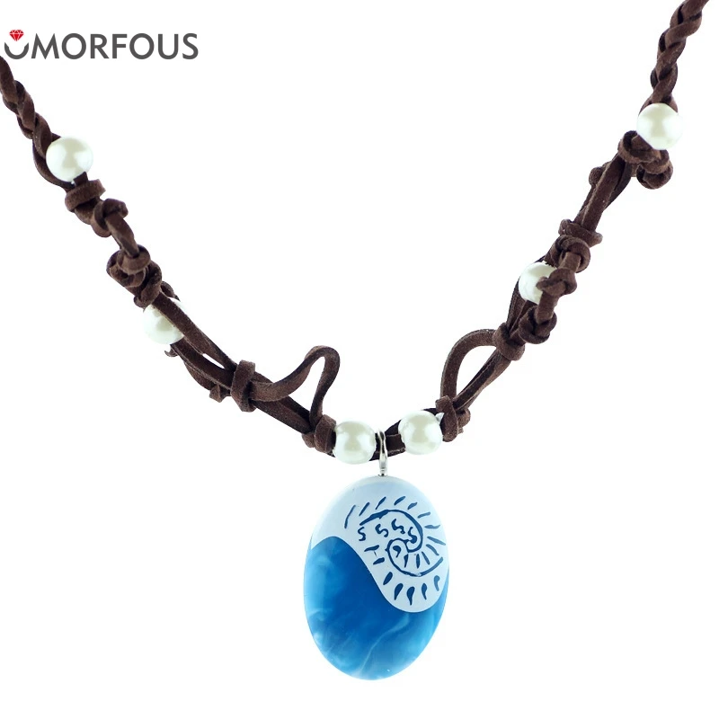 

20PCS/Lot Moana romance Rope chain necklaces blue Stone necklaces & pendants necklace for women female jewelry