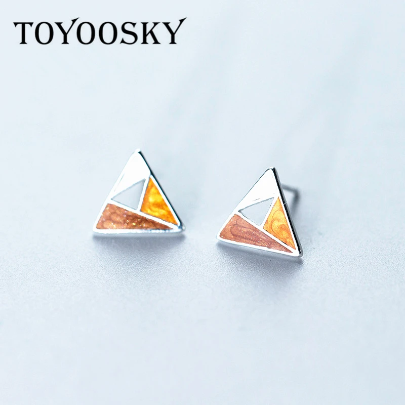 Женские Треугольные Серьги гвоздики TOYOOSKY круглые цветные геометрические серьги