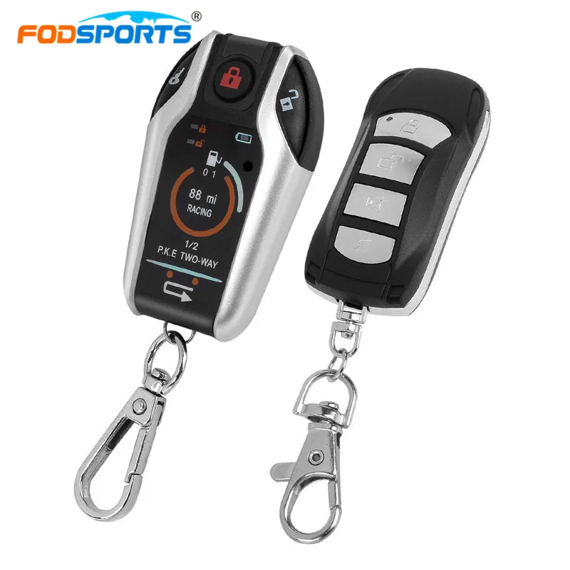 

Fodsports Motorcycle Alarm Remote Control Engine Start Two 2 Way Alarm System Anti-Theft Device Vibration Alarm Lock Syste