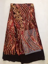 AFL-1!black+gold!wholesale African net lace with sequinstop quality French lace fabricfashionable net lace for party dress