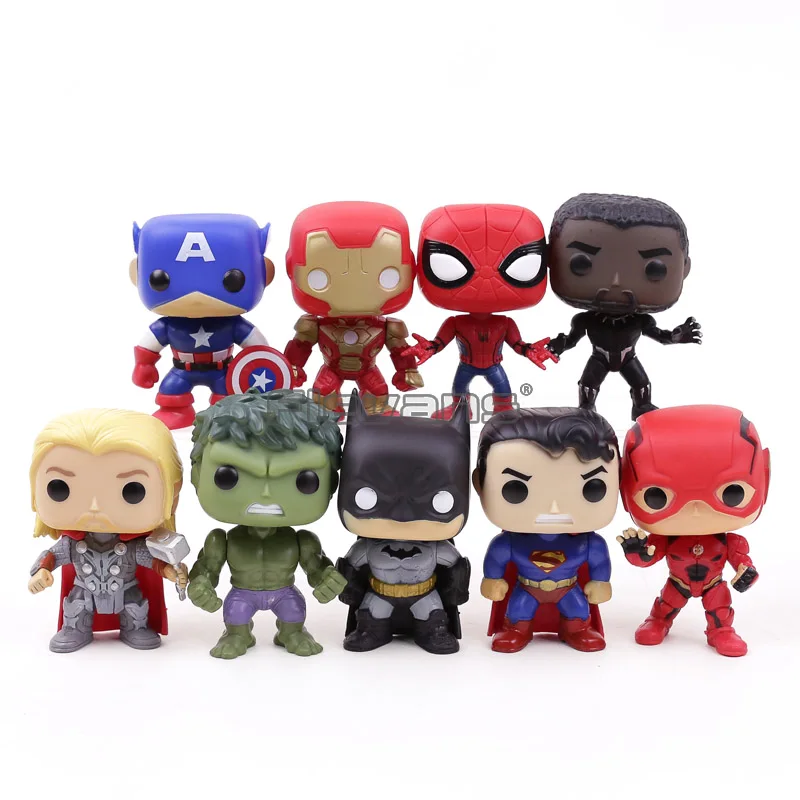 Комиксов Marvel dс супер героев фильма «мстители» Капитан Америка Железный человек Человек-паук, Тор ПВХ Фигурки игрушки 9 шт./компл