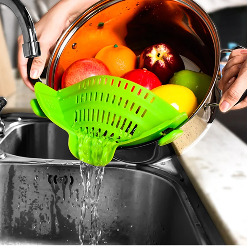 FHEAL Silicone Clip-on Pot Pan Bowl Funnel Strainer Rice Washing Colander Multifunction Kitchen Gadgets | Дом и сад