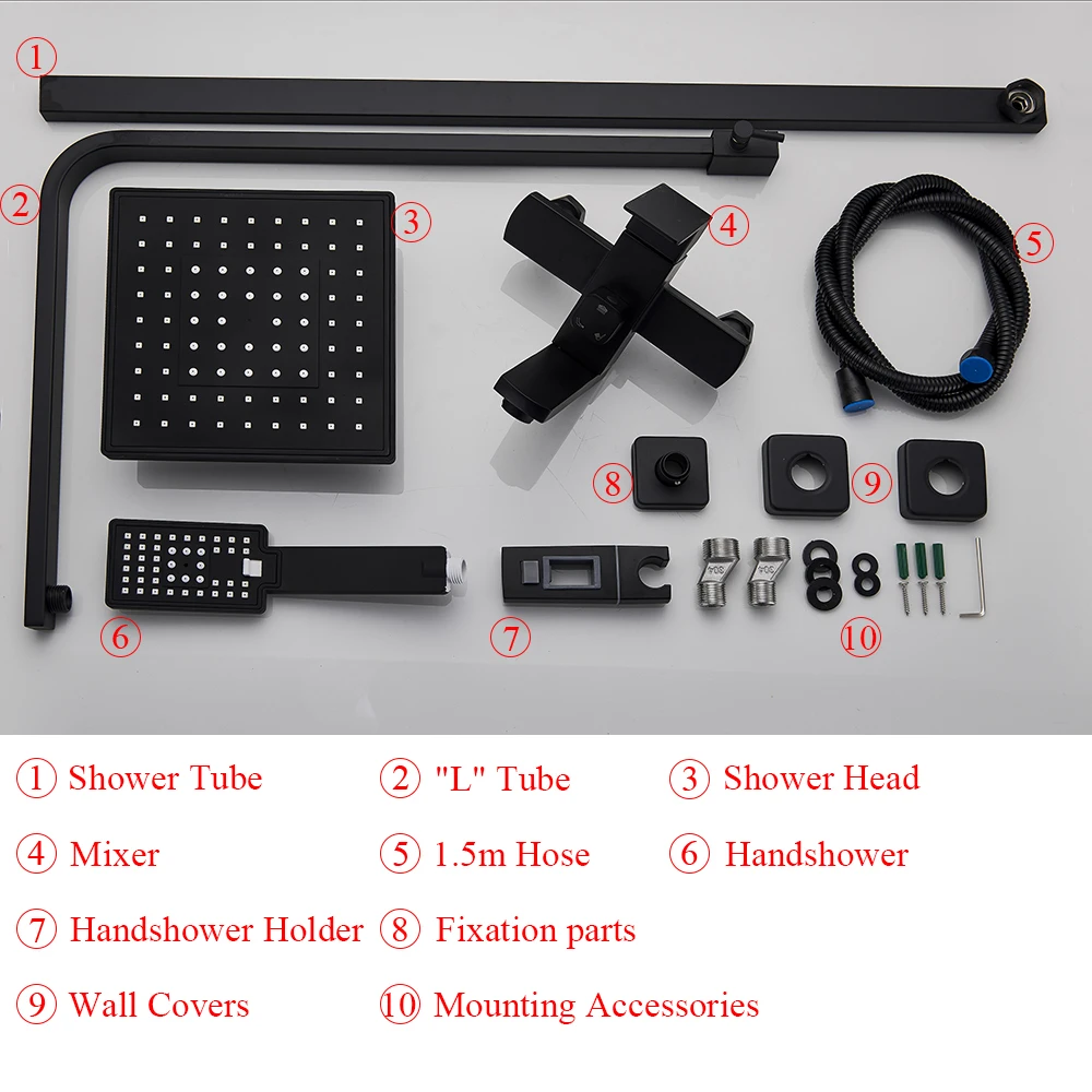 Uythner Bathroom Shower Faucet Rainfall Waterfall Head Wall Mount Bathtub Mixer Tap Hand Sprayer Bath Faucet Shower Set System bathroom shower faucet set
