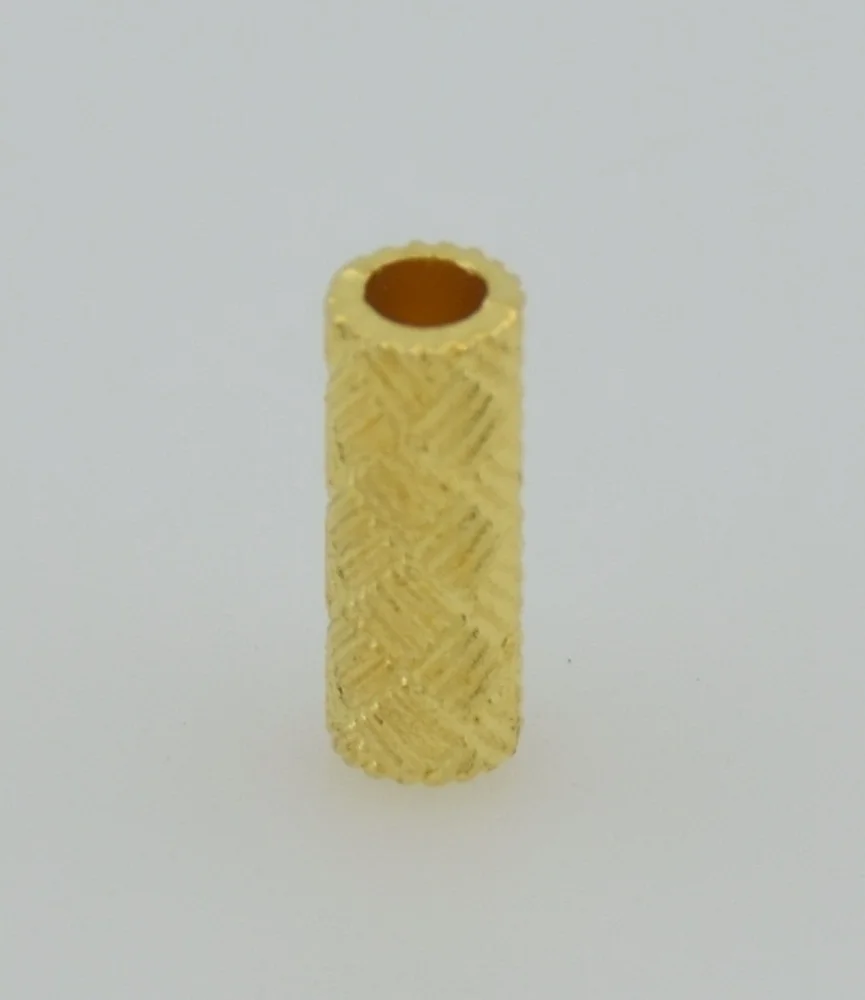 100Pcs Golden Metal Carved Tube Spacers Beads For Jewelry Making 10x4mm