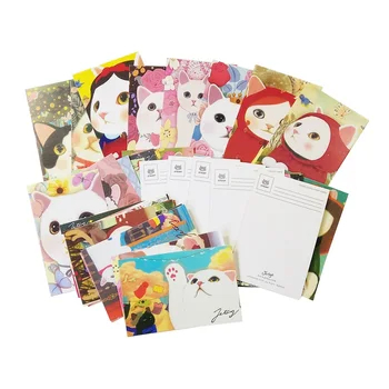 

10Pcs/lot New Cartoon Cute/White Cat Postcard Birthday Card Greeting Card Gift Cards fashion gifts New Year Christmas Card