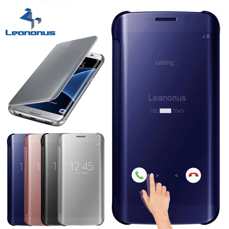 s6 s7 leanonus clear view smart chip flip plating mirror pu leather for samsung galaxy s8 s6 s7 leanonus clear view smart chip flip plating mirror pu leather for samsung galaxy s8