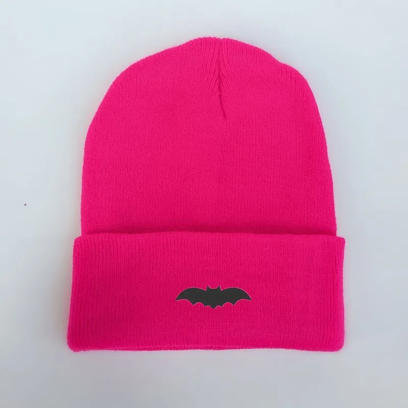 Костюм Бэтмена, Бэтмена, героя, черепа, шапка, зимние теплые детские шапки, шапочка для малышей, зимняя вязаная шапка для детей, шапка для мальчиков и девочек - Цвет: Розово-красный