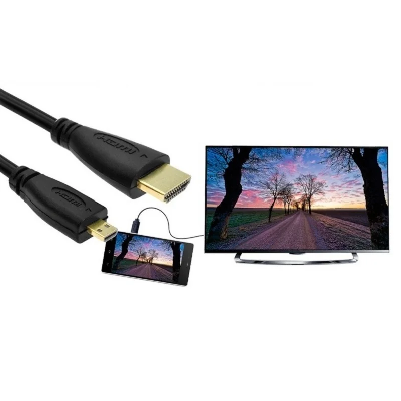 Micro HDMI to HDMI Cable 3ft 1m1.5m 2m 3m 3D 4K*2K Male-Male High Premium Gold-plated HDMI Adapter for Phone Tablet HDTV Camera