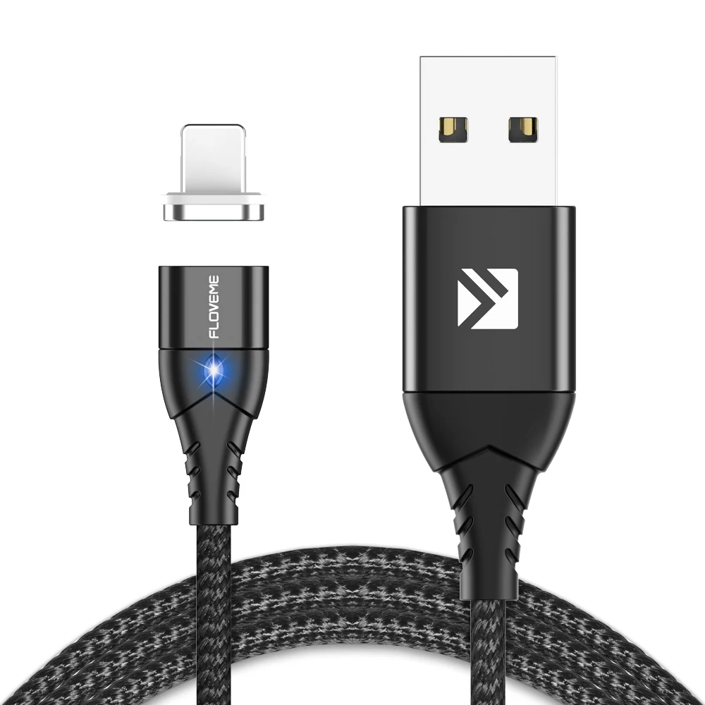 Магнитный usb-кабель FLOVEME для iPhone XS, XS, Max, XR, 3A, USB type-C, кабель для быстрой зарядки, Micro usb кабель для samsung, Xiaomi - Цвет: Black