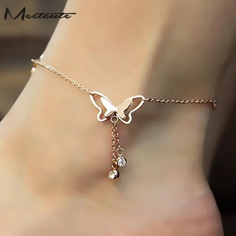 Meetcute Butterfly Pendant Anklets Foot Chain Summer Yoga Beach Bracelet On The Led For Women Beach Wearing Foot Jewelry Meetcute Butterfly Pendant Anklets Foot Chain Summer Yoga Beach Bracelet On The Led For Women Beach Wearing Foot Jewelry