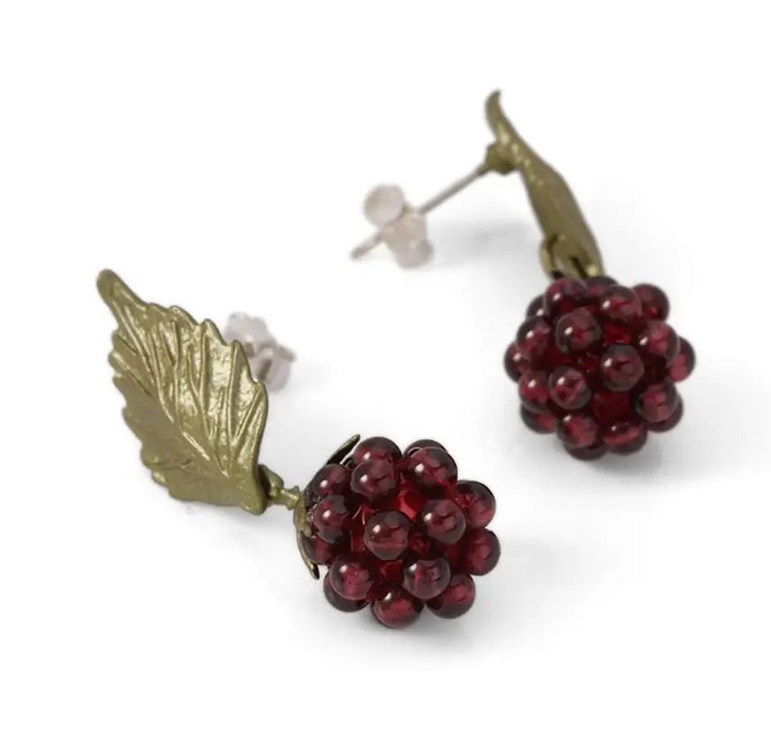 CSxjd натуральная бронза материал натуральный гранат Малина Женские винтажные ожерелья серьги и ювелирные изделия - Окраска металла: Earrings