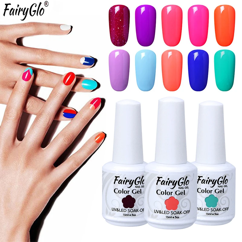 

FairyGlo 15ml Gel Nail Polish Long Lasting Gelpolish UV LED Lamp 1pcs Soak Off Gel Polish Vernis Semi Permanent Gel Lak Lacquer