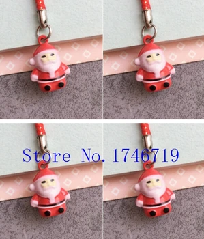 

New 50 pcs Cute Santa Claus key chains Cartoon Cell Phone Strap Bell Charm Gift