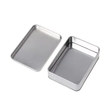

Mini Metal Tinplate Silver Storage Box Case Organizer For Money Coin Candy Key Snug Closures