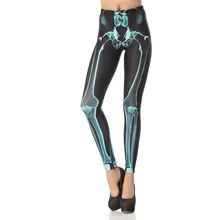 1047 Fitness Elastic Women Leggings Sexy Girl Polyester Slim Fit Workout Pants Trousers Skull X-ray Leg Bone Printed