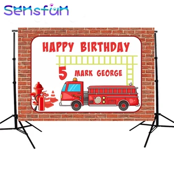 

SXY886 Children's Room Backdrop Cartoon Fire Truck Fireman Photo Studio Background photography Backdrop 5x3ft
