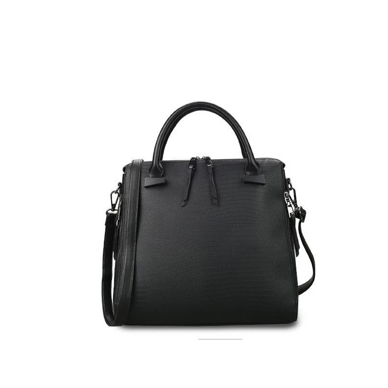 Succint Chic Women Black Whtie font b Handbag b font Side Zippers Embossing Fashion Shoulder Bag