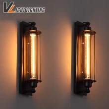 Североамериканская промышленность Ретро Антикварный настенный светильник винтажный светильник поверхностного монтажа настенный светильник черный железный окрашенный абажур светильник