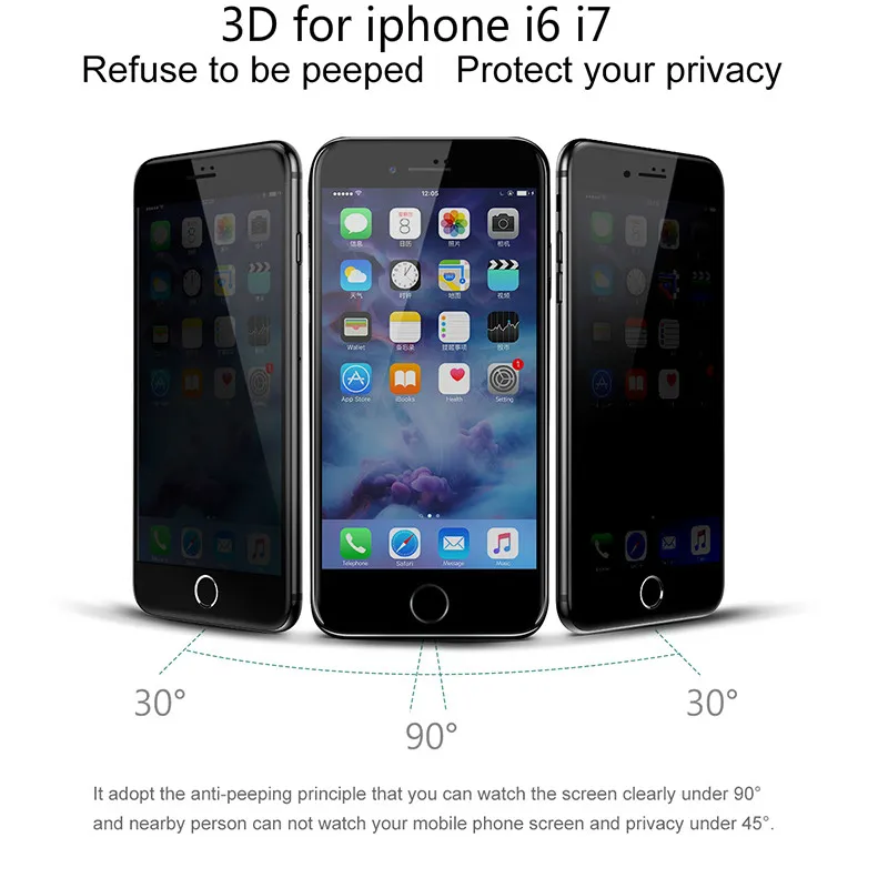 3D Curved PET Edge Privacy Screen Protector for iphone 6s 7 Anti