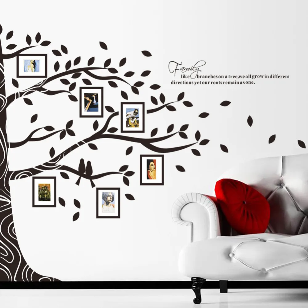 Large Vinyl Family Tree Photo Frames Wall Decal Sticker Vine Branch