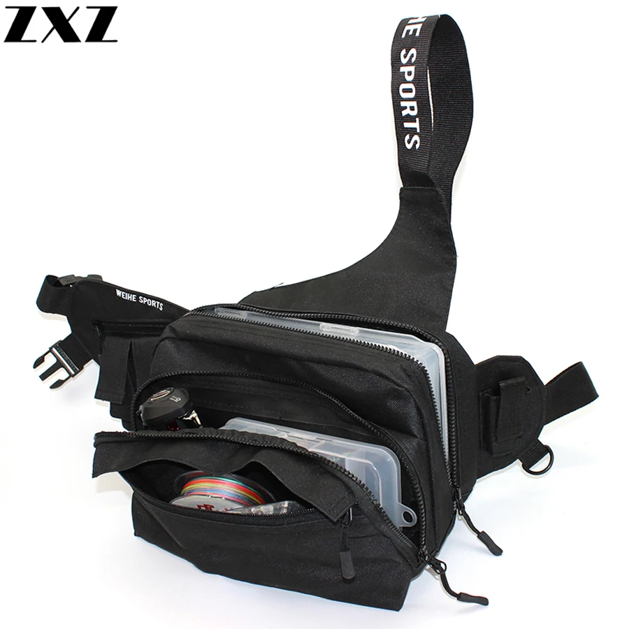 Bolsa de pesca de 3 capas para hombre, mochila ajustable para deportes al aire libre, Camping, escalada, con mosca, eslinga Diagonal, senderismo, 30x17cm -