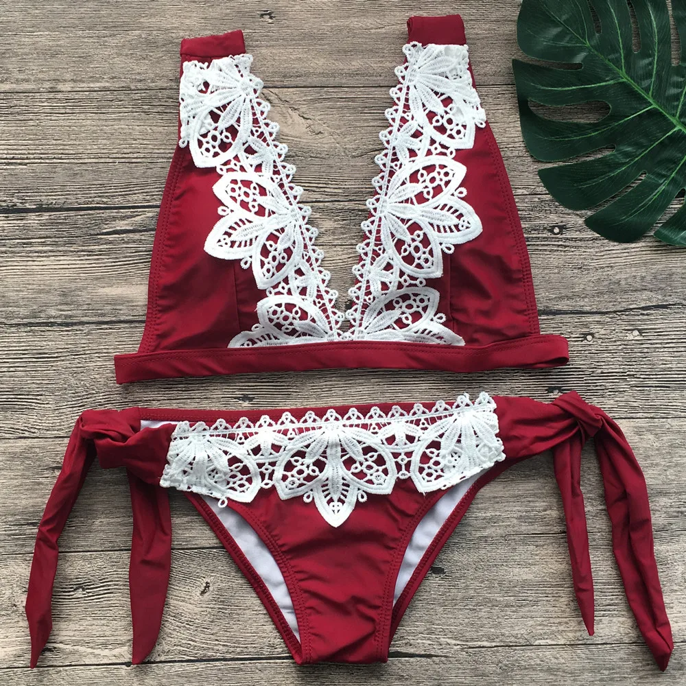 Fbs 2018 Sexy Lace Swimwear Women Low Waist Swimming Suit Popular 