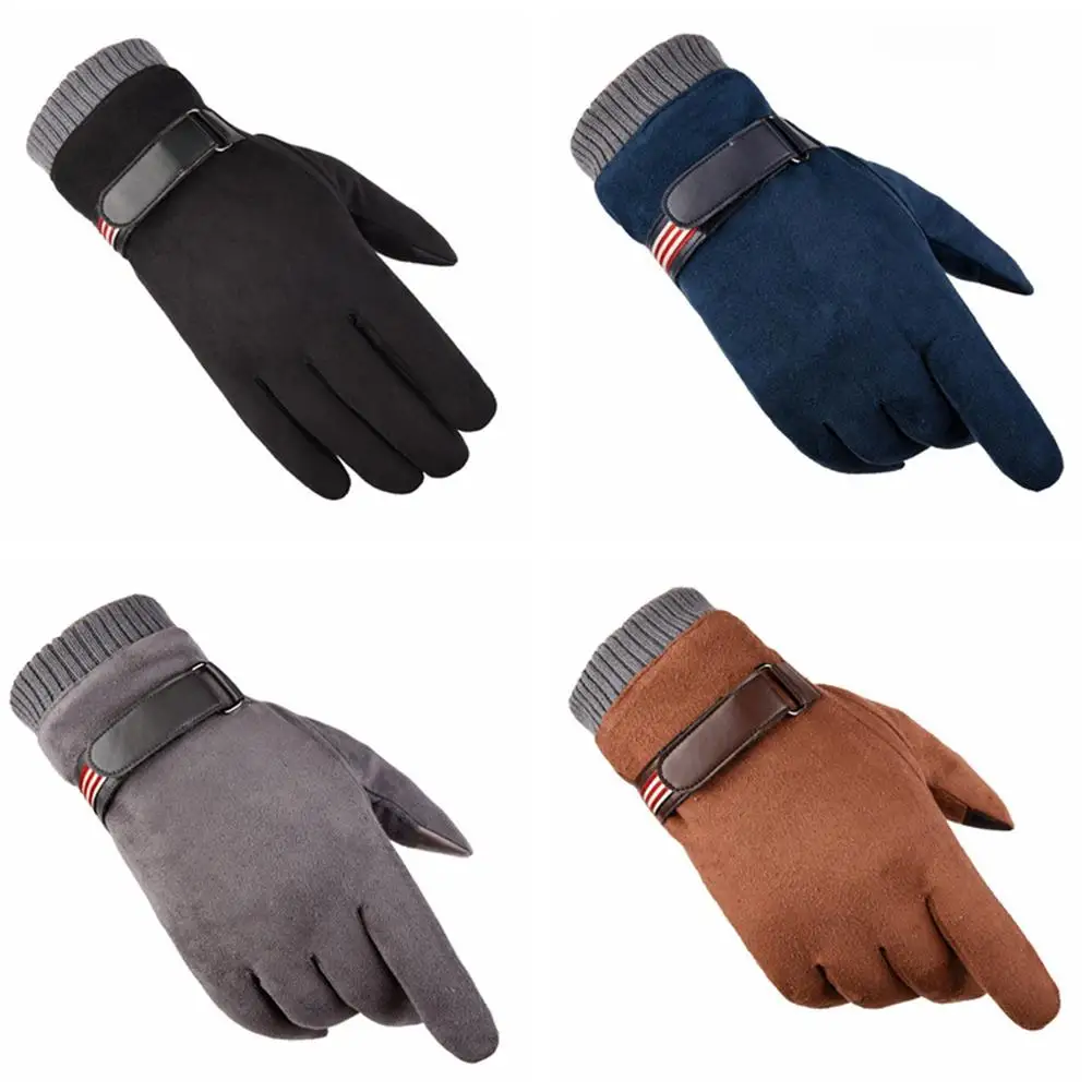 

Suede Warm Gloves Men's Winter Touch Screen Plus Velvet Not Velvet Gloves Outdoor Sports Riding Gloves To Accept Wholesale