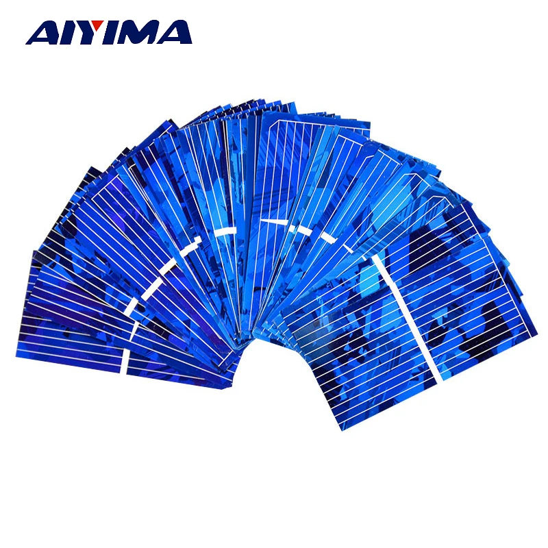 

AIYIMA 100pcs Color Crystal Solar Panel Solar Cell 52*26mm 0.5V 450mA Solar Module DIY Sunpower Charger Power Bank