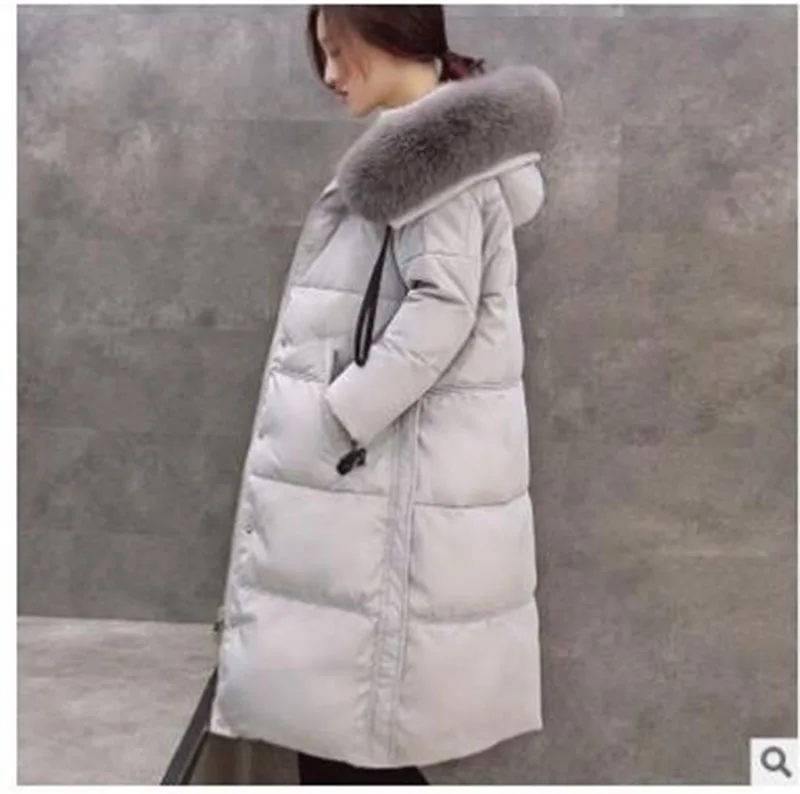 Новинка года, женская зимняя куртка на утином пуху, пальто, утепленные парки, настоящий Высококачественный меховой воротник, женская теплая верхняя одежда с капюшоном, AC344