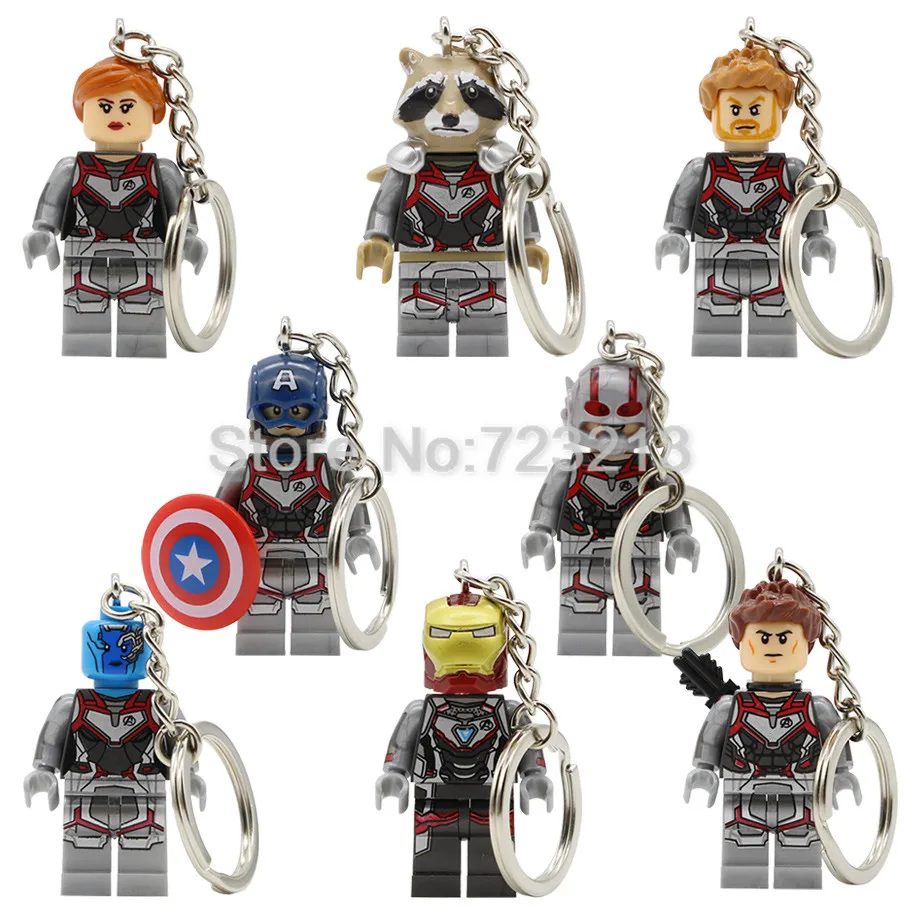 Avengers Endgame Super Hero Figure Keychain Iron Man Ant-Man Hawkeye Rocket Raccoon Thor Nebula Building Blocks Brick Toys